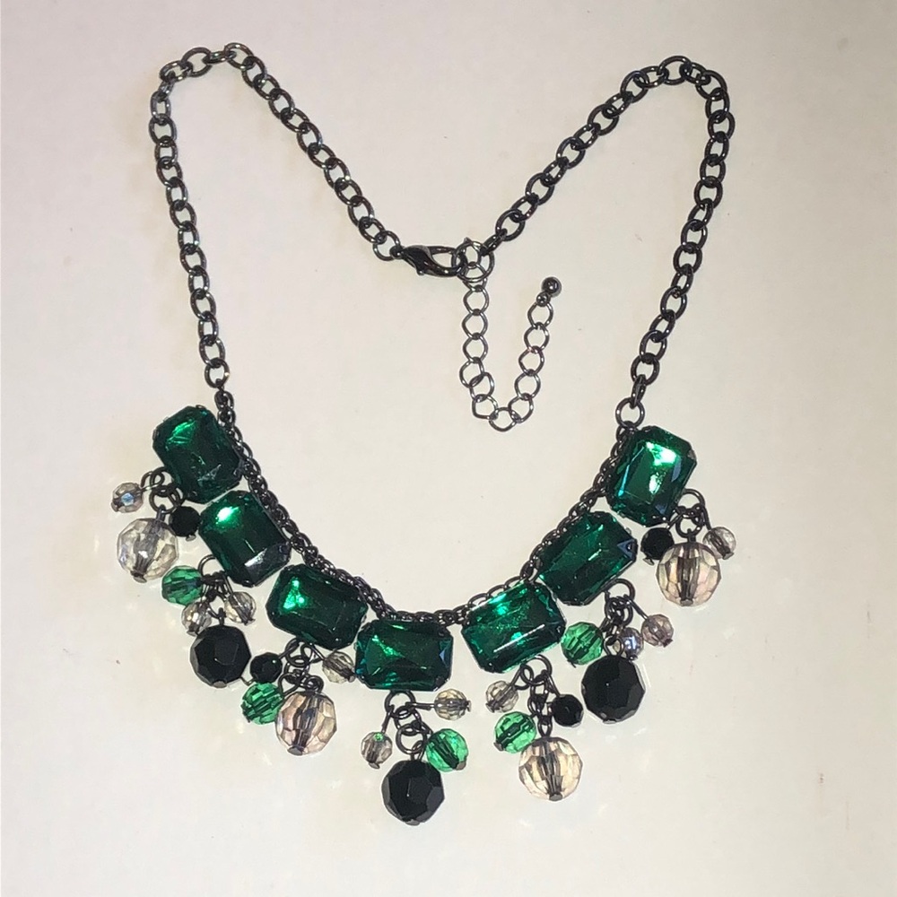 Statement Green Crystal Bib Necklace
